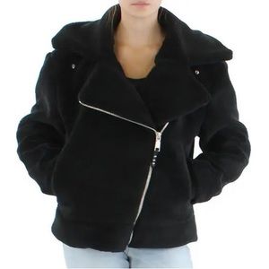 Rebecca Minkoff Faux Shearling Moto Jacket with Zipper